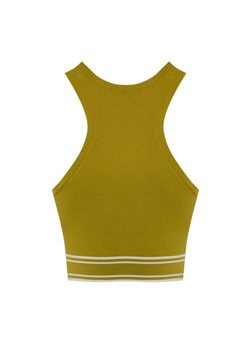 Top cropped in viscosa curry con bande logo Elisabetta Franchi | TK39S51E2DK7